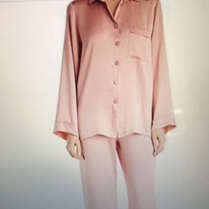Papinelle pink 100% silk pajama set sz S